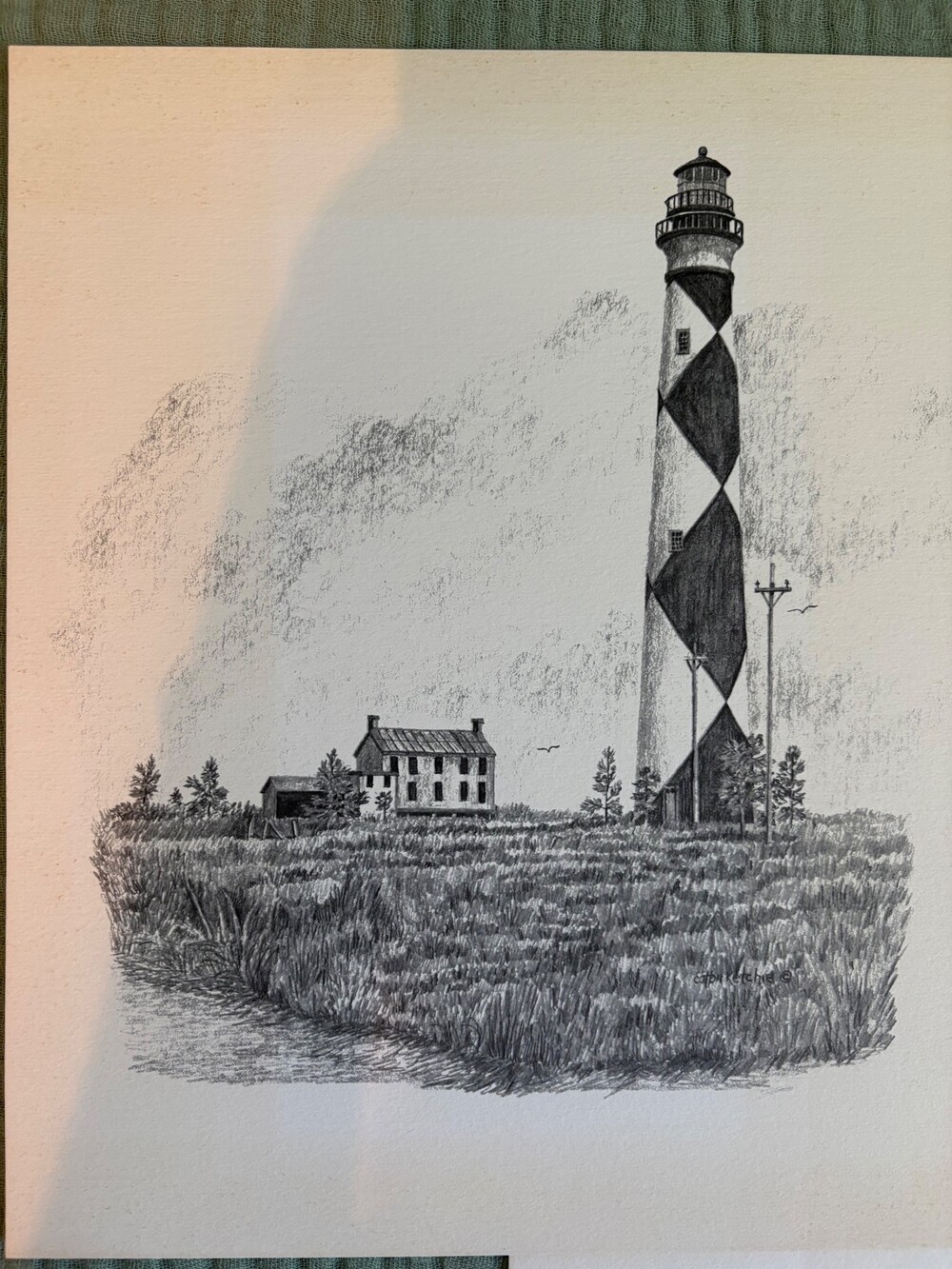 Vintage Cotton Ketchie NC Lighthouse Prints Lot of 3 Outer Banks Landmark Galler